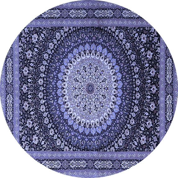 Ahgly Company Machine Washable Indoor Round Persian Blue Traditional Area Rugs, 5' Round