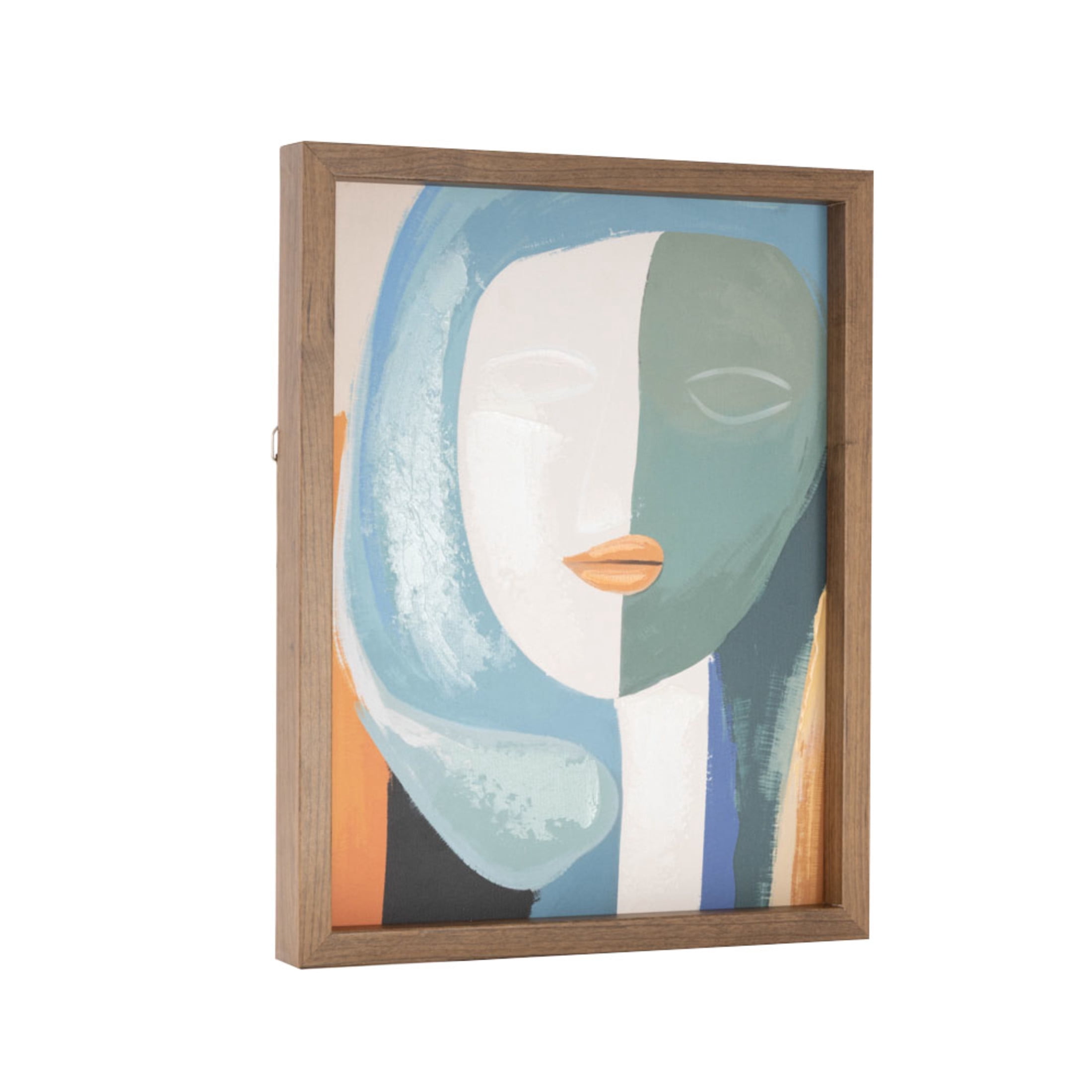 14" x 11" Impressionist Woman Framed Wall Art with Brushed Paint Strokes and Brown Frame, by DecMode
