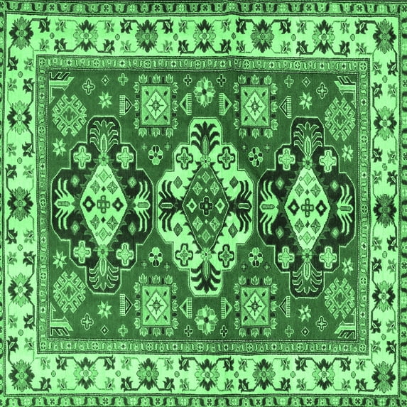 Ahgly Company Indoor Square Persian Emerald Green Traditional Area Rugs, 6' Square