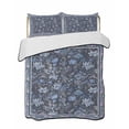 thumbnail image 2 of Navy Blue Floral Boho Full Size Down Alternative Comforter, Lightweight Comforter Quilt Bedding Set with Pillow Shams Ethnic Tribe Abstract Art Flower All Seasons Bed Comforter Duvet Insert 78"x90", 2 of 7