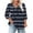 Navy, variant on Plus Size 3/4 Sleeve Tops for Women Trendy Casual V Neck Striped Print Graphic Tee Loose Fit Summer Fall Tshirts (XL, Wine)