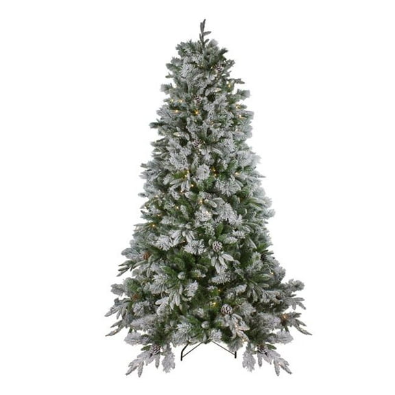6.5 ft. Pre-Lit LED Flocked Mixed Colorado Pine Artificial Christmas Tree - Clear Lights