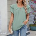 thumbnail image 1 of T-shirt en chiffon à Manches Volantes et Col Rond, 1 of 10