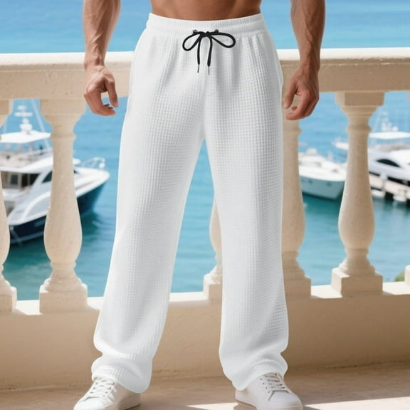 asjyhkr Mens Athletic Pants with Pockets Drawstring Elastic Waist Running Workout Pants