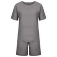 thumbnail image 4 of Roncen Women's Short-Sleeve Linen Cotton Two-Piece Set - Breathable Solid Color Outfit with Casual Top & Pants for Summer Comfort, 4 of 8