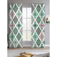 thumbnail image 2 of Vintage Boho Sheer Curtains 84 Inch Length 2 Panels Set for Living Room/Bedroom, Middle Century Bohemia Style Green Kitchen Curtains Grommet Semi-Sheer Curtains Drapes Window Treatments 52"x84"x2, 2 of 7