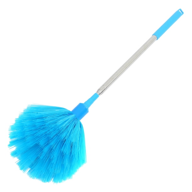 Plumero telescópico con mango extensible, lavable, reutilizable, para techos altos, telarañas y ventiladores, para uso doméstico, color azul cielo.