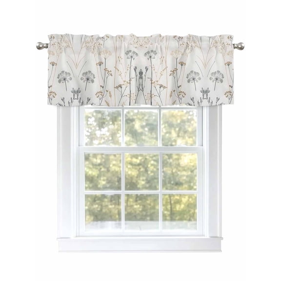 Vintage Botanical Floral Curtain Valances for Windows, Watercolor Flowers Vintage Kitchen Valance Window Treatment, Light Filtering Block Curtains for Bathroom/Bedroom/Living Room 54'' x 18''
