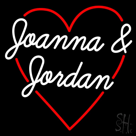 Joanna And Jordan LED Neon Sign 24 x 24 - inches, Clear Edge Cut Acrylic Backing, with Dimmer - Bright and Premium built indoor LED Neon Sign for special occasion decor.