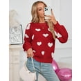 thumbnail image 4 of Sweaters for Women Crewneck Cute Heart Knitted Sweaters Winter Warm Pullover Sweaters Alsol Lamesa, 4 of 6