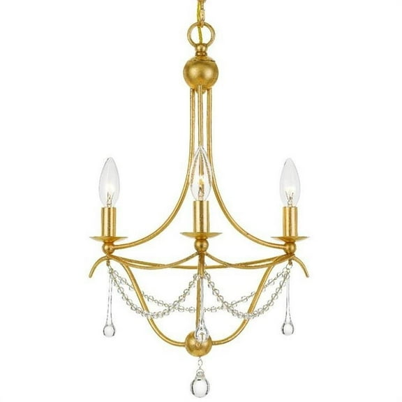 Three Light Chandelier in Minimalist Style 15.5 inches Wide By 21.25 inches High-Antique Gold Finish Bailey Street Home 49-Bel-3132014