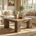 thumbnail image 1 of Tribesigns 39-Inch Square Coffee Table, Farmhouse Wooden Center Table with Fluted Legs for Living Room (Light Brown), 1 of 4
