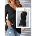 thumbnail image 5 of STARVNC Women Deep V Neck Front Twisted Pleated Long Sleeve Top, 5 of 5
