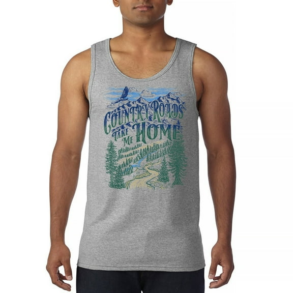 Country Roads Take Me Home Men's Tank Top Rustic Mountains Road Trip Music