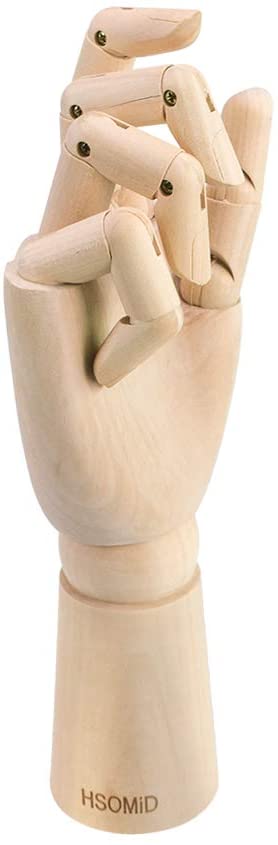 Flexible Wooden Hand Model Moveable Wooden Artists Manikin Hand Figure 10 Inches Right Hand Model for Sketching Drawing Painting Home Office Desk Decoration(10 Inch Right Hand)