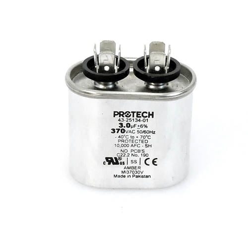 43-100496-02 - OEM Rheem Upgraded Replacement Oval Run Capacitor 3 uf MFD 370 Volt VAC