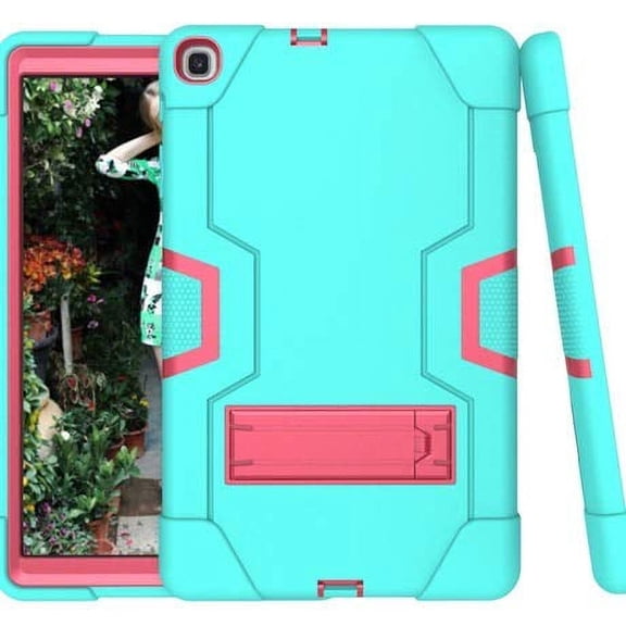Golden Sheeps Compatible for Samsung Galaxy Tab A 10.1 Inch Model SM-T510/SM-T515 2019 Impact Hybrid Drop Proof Armor Defender Full-Body Protection Case Convertible Built in Stand (Teal Pink)