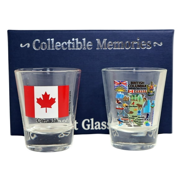 British Columbia Canada Souvenir Boxed Shot Glass Set (Set of 2)