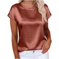 thumbnail image 1 of Camisas de Cuello Redondo de Color Sólido de Manga Corta de las Mujeres, Blusa Casual para el Uso Diario de Primavera Verano, 1 of 8
