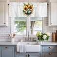 thumbnail image 2 of Easter Eggs Nest Valances for Windows Watercolor Green Egg Spring Sunflowers Floral Leaf Rod Pocket Curtain Valance Window Treatment Short Curtains for Kitchen Living Room, 60"x18", 2 of 9