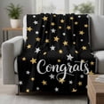 thumbnail image 2 of Black Graduation Blanket Soft Cozy Warm Throw Blanket for Couch, Plush Fuzzy Flannel Fleece Blankets for Sofa, Stars Modern Art Bed Blankets Lightweight Gifts for Women, 30"x40", 2 of 9