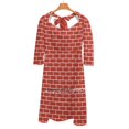 thumbnail image 3 of Brick Wall Pattern With Red Bricks Square Neck Dress Cute Loose Print Dresses Elegant Beach Party Dress Brick Pattern Wall Red, 3 of 4