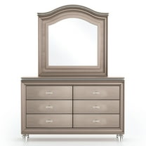 Furniture of America Devado Wood 2-Piece Dresser and Mirror Set in Rose Gold
