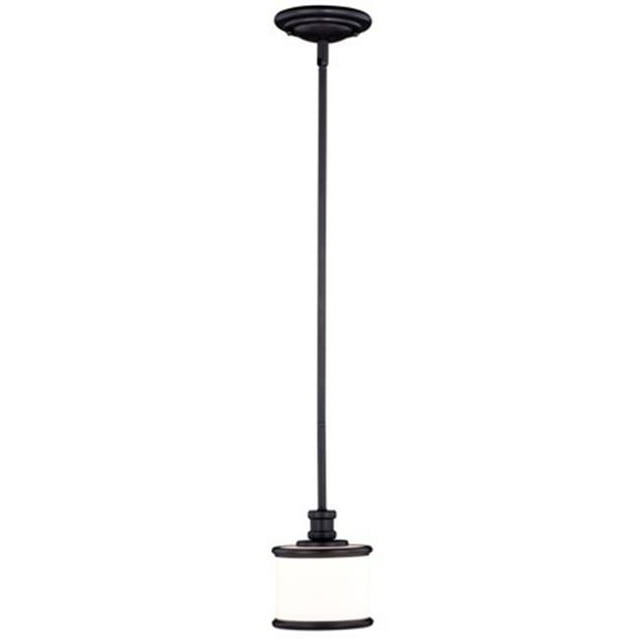 Vaxcel International P0231 1 Light Carlisle Mini Pendant - Noble Bronze with Frosted Opal Glass