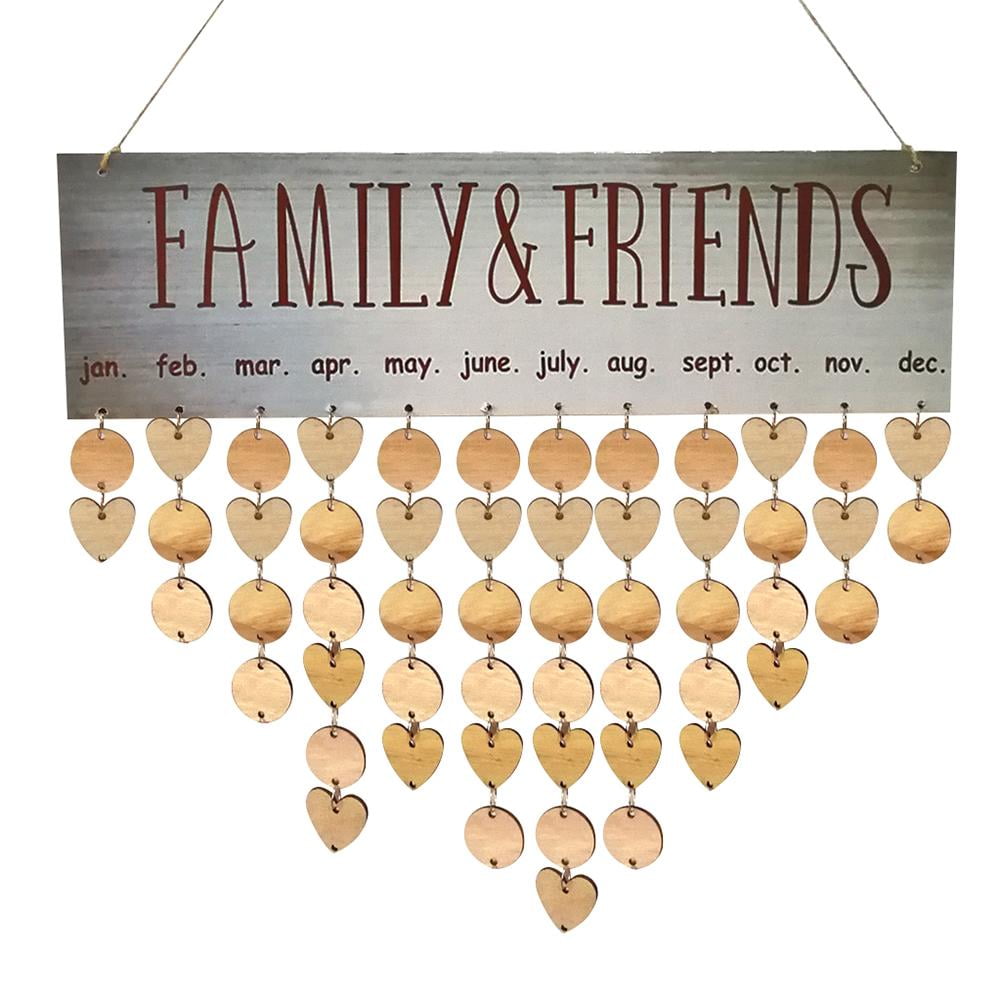 Wooden Hanging Calendar ​Birthday Reminder Board Family Date Planner Sign Decor