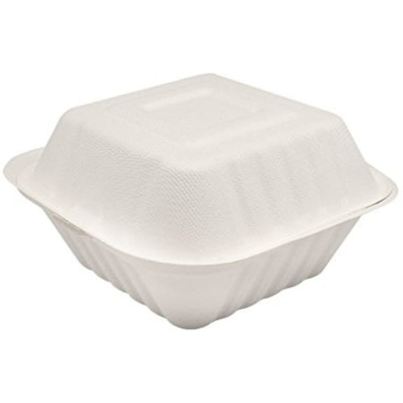 Karat Earth 6''x6'' Compostable Bagasse Hinged Containers - 500 ct