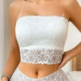 thumbnail image 2 of SMihono Stylish Floral Lace Tube Top for Women Bandeau Strapless Bras Non-Slip Stretchy Wireless Everyday Bra Comfy Underwear White S, 2 of 7
