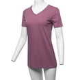 thumbnail image 5 of A2Y Women's Basic Solid Premium Cotton Short Sleeve V-neck T Shirt Tee Tops Egg Plant 2XL, 5 of 6