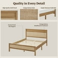 thumbnail image 3 of SICOTAS Queen Size Solid Wood Bed Frame with Rattan Headboard & Footboard, Bohemian Platform Bed Frame with 12 Wooden Slats Support, No Box Spring Needed, Noise Free, 1100lbs, Natural Wood, 3 of 9