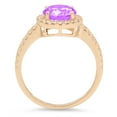 thumbnail image 3 of 1.8 ct Round Cut Natural Amethyst with Simulated Diamond Halo Accents 14K Yellow Gold Womens Engagement Ring, 3 of 4