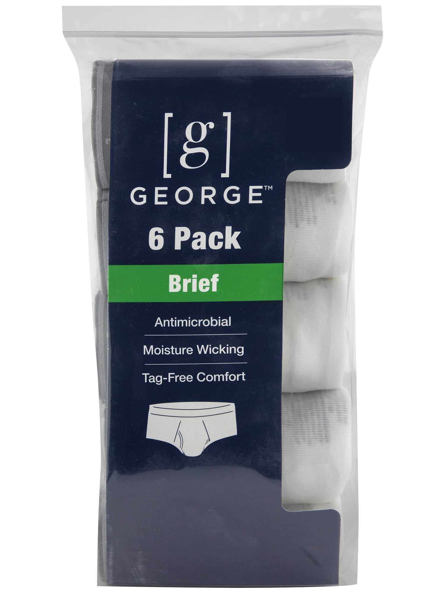 George Men's Full Rise Briefs, 6-Pack