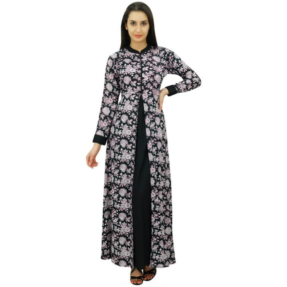 Bimba Women's Rayon Printed Maxi Winter Jilbab Dress