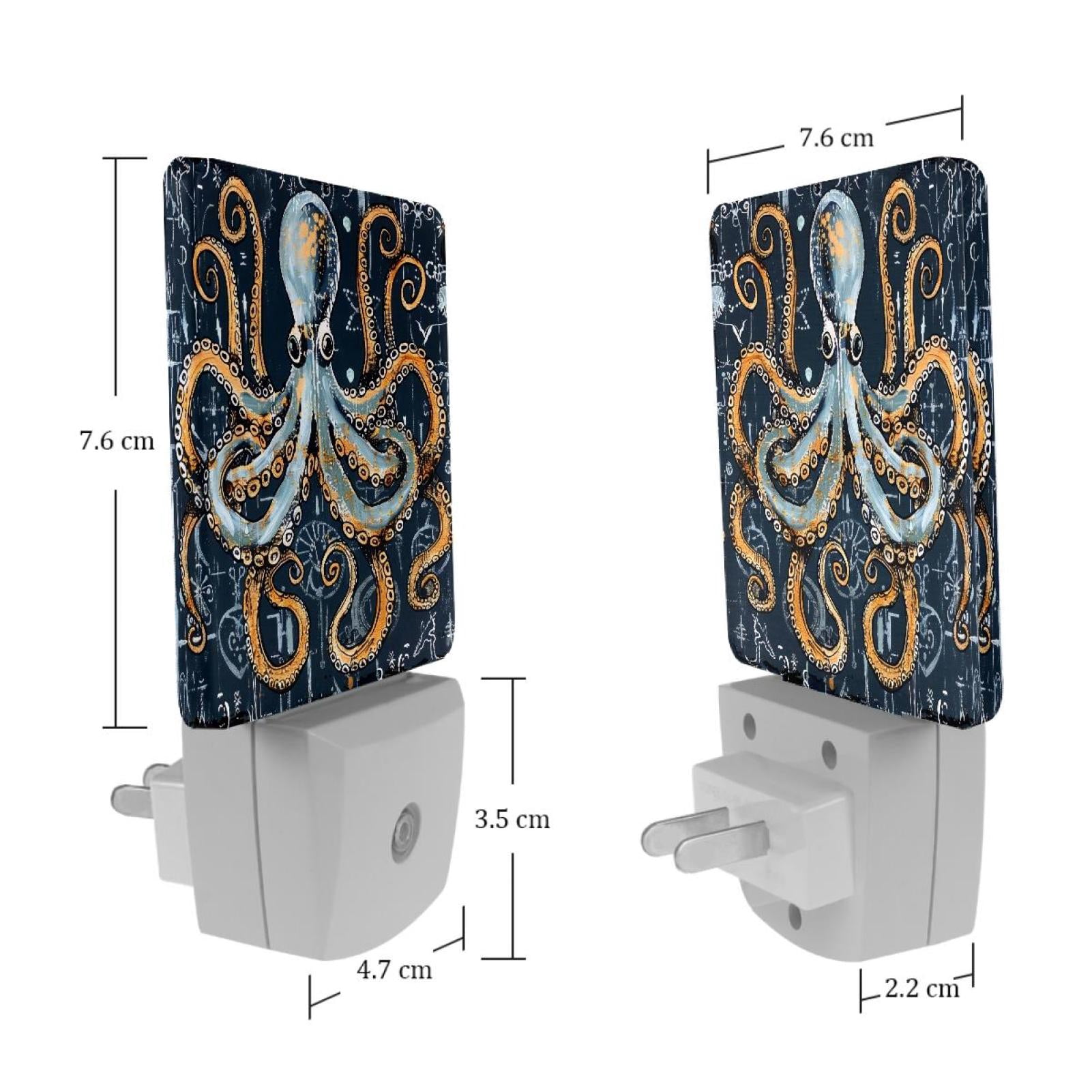 PhooArto Sea Octopus Painting Plug in LED Night Light Auto Sensor Dusk to Dawn Decorative Night for Bedroom, Bathroom, Kitchen, Hallway, Stairs, Baby's Room, Energy Saving