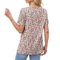 thumbnail image 5 of Womens Summer T Shirts Dressy Short Sleeve Tunic Tops Pleated Square Neck Summer Floral Print Top, 5 of 5