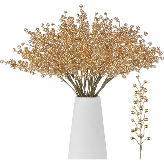 24Pcs/36Pcs Christmas Berry Stems 14 Inch Artificial Berry Picks Xmas Holly Berry Stem Branches for Christmas Tree Ornament Wreath Vase Floral Home DIY Crafts Holiday Decorations