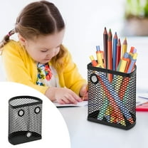 Magnetic Pen Holder Mesh Stainless Steel Basket | Metal Writing Utensil Storage Organizer | Strong Magnets for Whiteboard, Blackboard, Refrigerator, Locker | 3.9x3.1x2 in | Home Office Desk Accessory