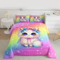 thumbnail image 2 of Feelyou Cartoon Bow Kitten Bedding Comforter Set, Cute Cat Animal Lover Twin Comforter Sets, Dreamy Stars Starry Sky Reversible Bedding Set, Lightweight Room Decor, 2-Piece, 2 of 8