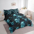 thumbnail image 2 of Homewish Watercolor Skull Skeleton 7-Piece King Bedding,Halloween King Bed in a Bag,Teal Flowers Bed Set,Black Reversible, 2 of 8