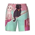 thumbnail image 4 of Lsque Mens Swim Trunks Cats On Broomstick Pattern - Bathing Suit Compression Liner - Beach Swim Shorts Swimwear - (S-3XL) - Stretch Quick Dry -, 4 of 9