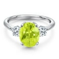 thumbnail image 3 of Gem Stone King 2.66 Ct Oval Yellow Lemon Quartz White Topaz 925 Sterling Silver Ring, 3 of 6