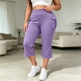 thumbnail image 6 of Plus Size Cargo Capris for Women Elastic Waist Slim Fits Yoga Capri Leggings, Stretch Workout Hiking Sports Cropped Pants, 6 of 7