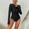 thumbnail image 3 of Akiihool Tummy Control Swimsuits for Women UPF 50+ Long Sleeve One Piece Surfing Bathing Suit Swimsuit, Black S, 3 of 4
