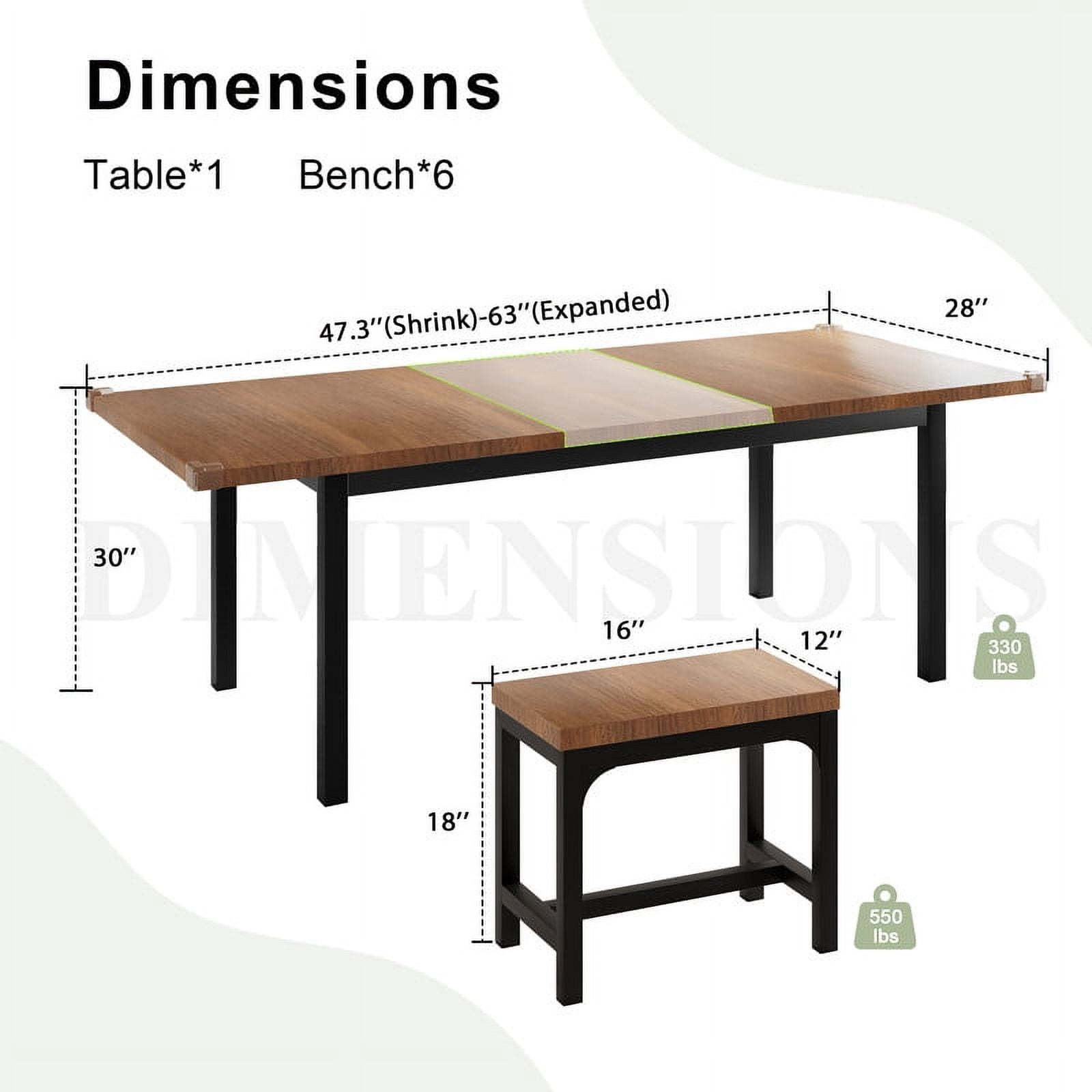 iPormis, Dining Table Set, 7-Piece Extendable, Walnut - Walmart.com