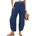 thumbnail image 2 of UAMVSH Lounge Pants Women Trendy Tulip Hem Summer Beach Vacation Pants with Pockets Loose Smocked Waist Straight Wide Leg Pants, 2 of 7