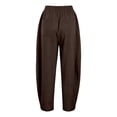 thumbnail image 3 of Aihuaihua Linen Capri Pants for Women Cropped Barrel Drawstring Wide Leg Cotton Capris 2026 Casual Summer Boho Baggy Palazzo Trouser, 3 of 9