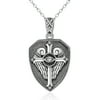 YAFEINI Shield of Faith Cross Necklace Angel Wings Amulet Protect Necklace in 925 Sterling Silver Good Luck Pendant for Men Women